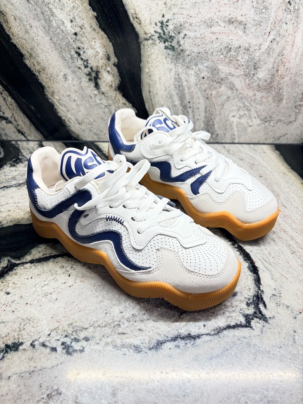 MSCHF V2.wav White Cream Navy Sneakers US 6 Wavy MSCHF015 Box